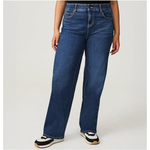 Women's Plus Size Wide Leg High-Rise Jeans Comfort Fit Stretch Cotton - Picture 4 of 7